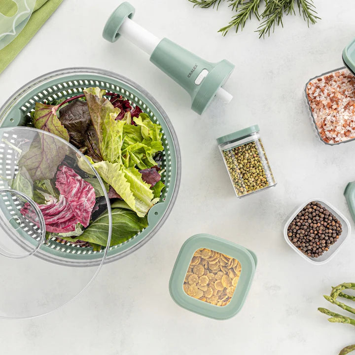 Centrifuga pentru Salata CRALEX Verdera - 5L, Fara BPA, Spalare si Uscare Rapida, Verde