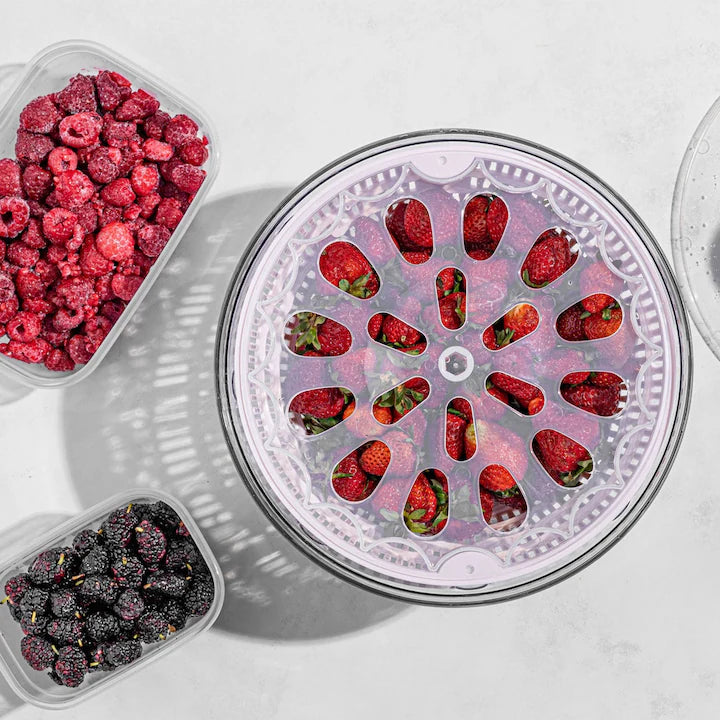 Centrifuga pentru salata, 5L, CRALEX Verdera, BPA Free, Spalare si Uscare Rapida, Roz