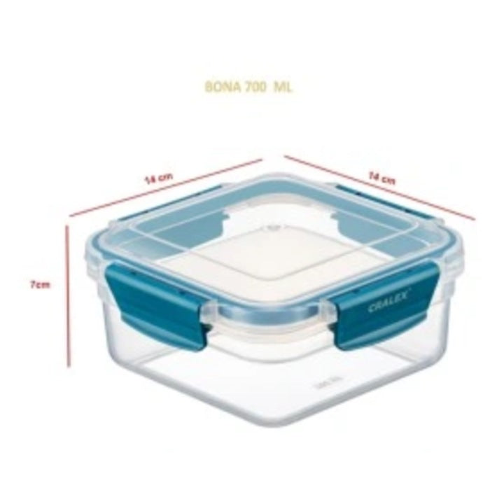 Set 3 recipiente hermetice patrate pentru alimente CRALEX Bona, 700 ml / 1,3 L / 2,15 L, Fara BPA, Etanse, Sigure pentru frigider, congelator si cuptorul cu microunde