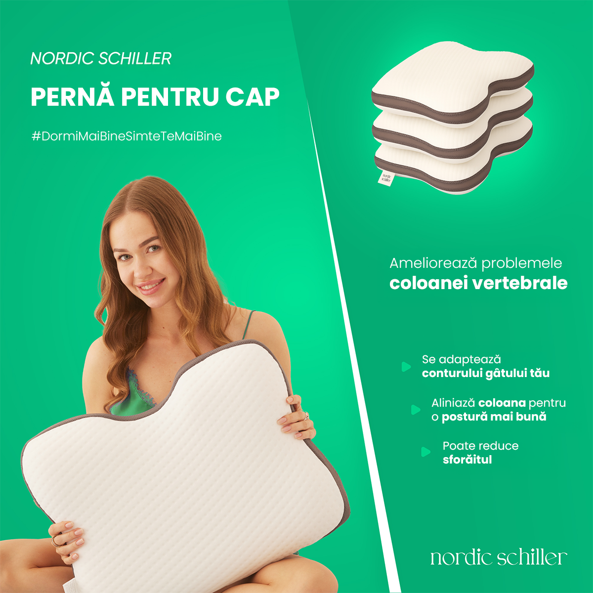 Perna Ortopedica Antisforait Gri Din Spuma Viscoelastica, 60x40x12 cm, Husa 3D Mesh Detasabila, Design Ergonomic Cu Contur Lateral, Nordic Schiller Pro