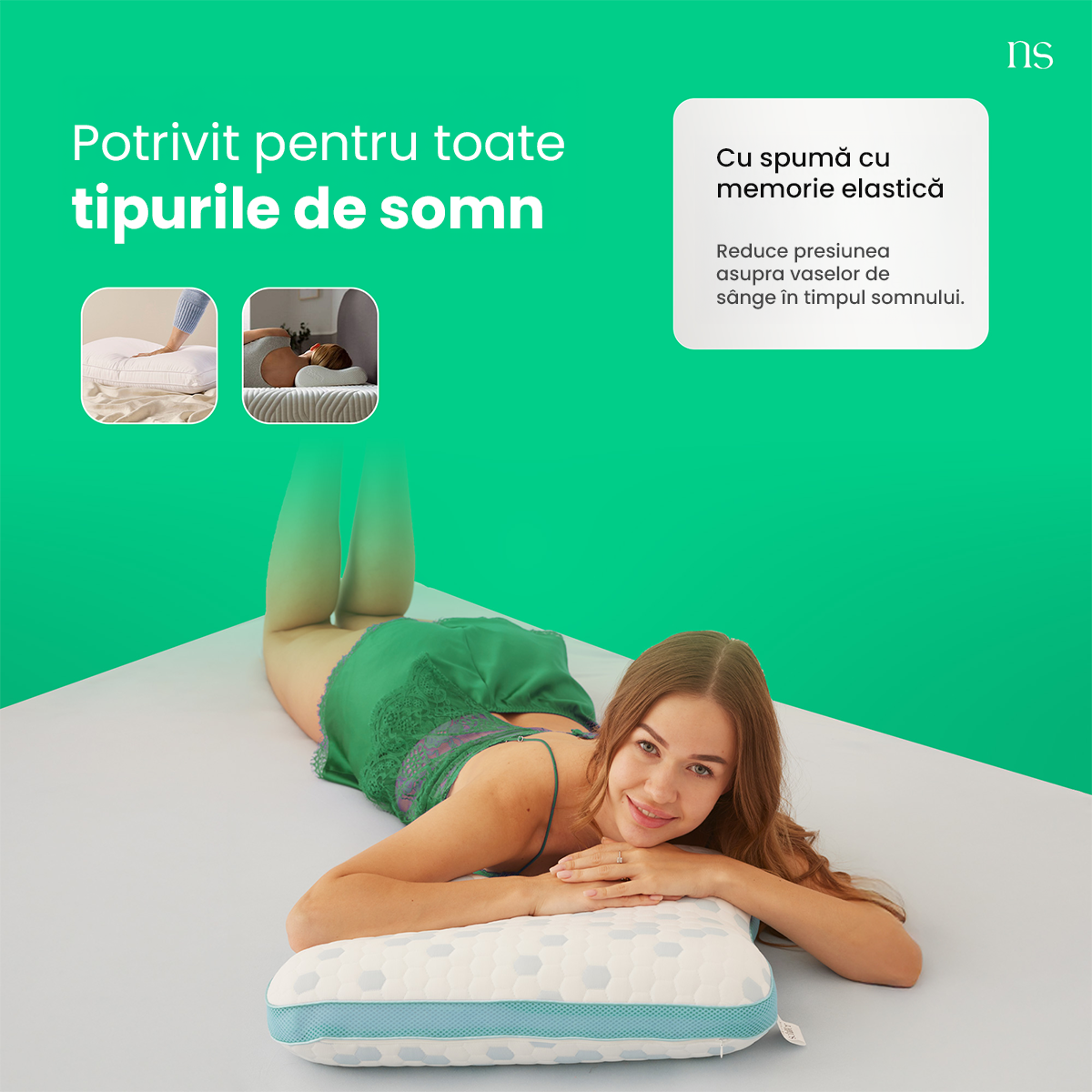 Perna Ergonomica Antisforait, Nordic Schiller, Gel Racoritor, Albastru/Alb