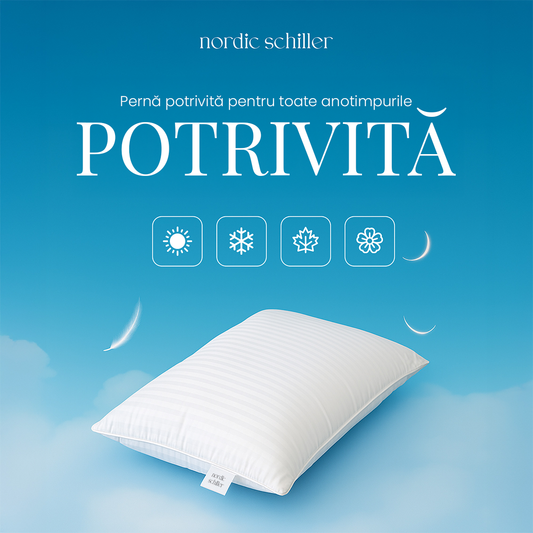 Perna Clasica Oppo Alba Din Fibra Siliconizata Hohlfaser, Material Microfibra Respirabila, Forma Ergonomica, Hipoalergenica, Spalabila La 40°C, Nordic Schiller, Dimensiuni 60x40x12 cm