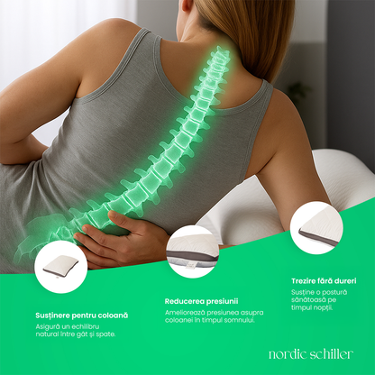 Perna Clasica Nordic Schiller Oppo Din Microfibra Cu Umplutura Din Fibre Siliconizate, Lavabila La 40°C, Hipoalergenica, Moale Si Forma Stabila, Culoare Alba Cu Steppare Fina, Ideala Pentru Toate Pozitiile De Somn, 850g