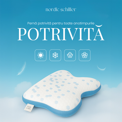 Perna Ergonomica Antisforait, Nordic Schiller, Gel Racoritor, Albastru/Alb