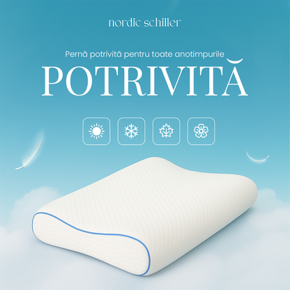 Perna Cervicala Ortopedica Nordic Schiller Pro, Gri, Spuma Viscoelastica, 60x40x11.9 cm