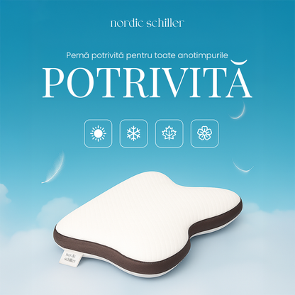 Perna Ortopedica Antisforait Gri Din Spuma Viscoelastica, 60x40x12 cm, Husa 3D Mesh Detasabila, Design Ergonomic Cu Contur Lateral, Nordic Schiller Pro