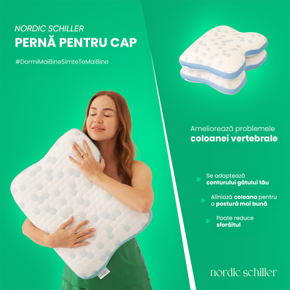 Perna Ergonomica Antisforait, Nordic Schiller, Gel Racoritor, Albastru/Alb