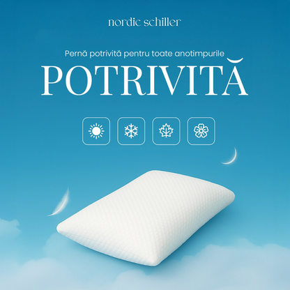Perna Nordic Schiller Clasica Din Microfibra Moale Cu Husa Din Bumbac, Forma Dreptunghiulara, Respirabila, Hipoalergenica, Lavabila La 60°C, Ideala Pentru Orice Pozitie De Somn, 50x70 cm, Alb