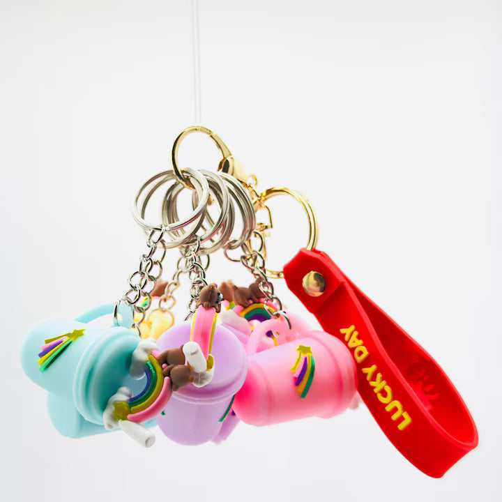 Set 30 Brelocuri Bubble Tea Din Silicon Moale, EFE UNIVERSE, Model 3D Cu Tapioca Stilizata, Model Curcubeu, Diverse Culori