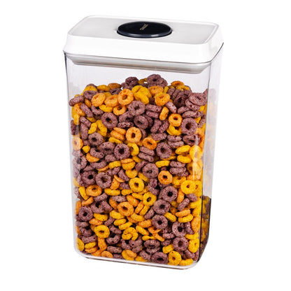 Recipient hermetic pentru alimente CRALEX Nesta, 2,9 L, Alb, Cu buton de sigilare, Fara BPA, Rezistent la apa