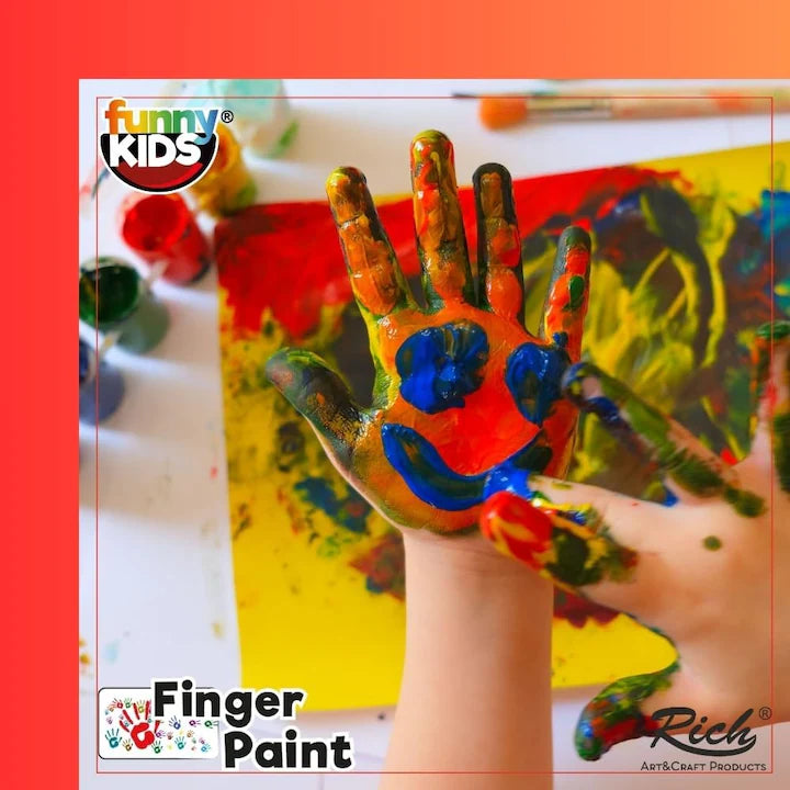 Set 12 culori pentru pictura cu degetele si Set 12 Culori Acrilice de Pictura pentru Copii, Funny Kids, 25 ml, Acrylik Boya