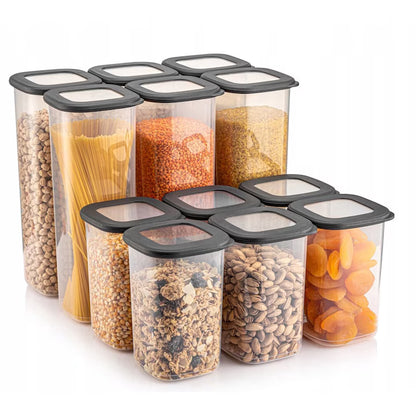 Set 12 Recipiente Alimentare CRALEX Tosca - 6x2L + 6x1.2L, Stivuibile, Fara BPA, Bej