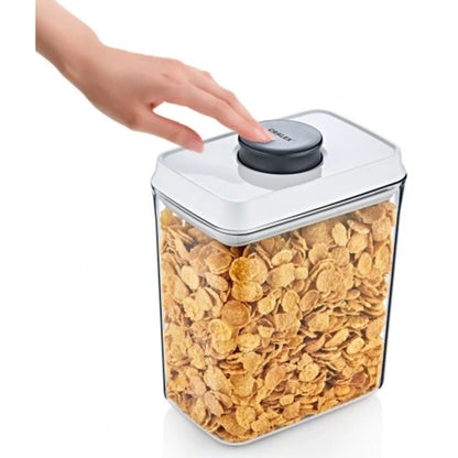 Recipient hermetic pentru alimente CRALEX Nesta, 2,2 L, Alb, Cu buton de sigilare, Fara BPA, Rezistent la apa