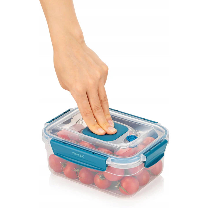 Recipient dreptunghiular pentru depozitare in vid CRALEX Doina, 2100 ml, Etans, Fara BPA, Sigur pentru frigider, congelator si cuptorul cu microunde