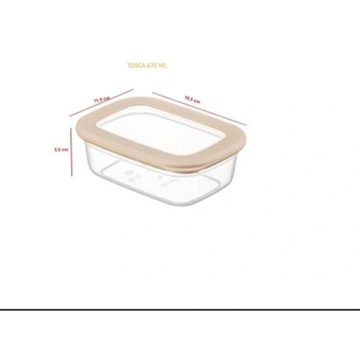 Set 2 Recipiente Alimentare Dreptunghiulare CRALEX® Tosca, Bej, 1x670ml, 1x1200ml, Depozitare etansa, Organizare si Transport Mancare