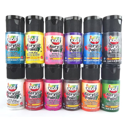 Set 12 Culori Acrilice de Pictura pentru Copii, Funny Kids, 20 ml, Acrylik Boya