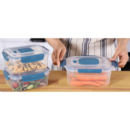 Recipient dreptunghiular pentru depozitare in vid CRALEX Doina, 2100 ml, Etans, Fara BPA, Sigur pentru frigider, congelator si cuptorul cu microunde