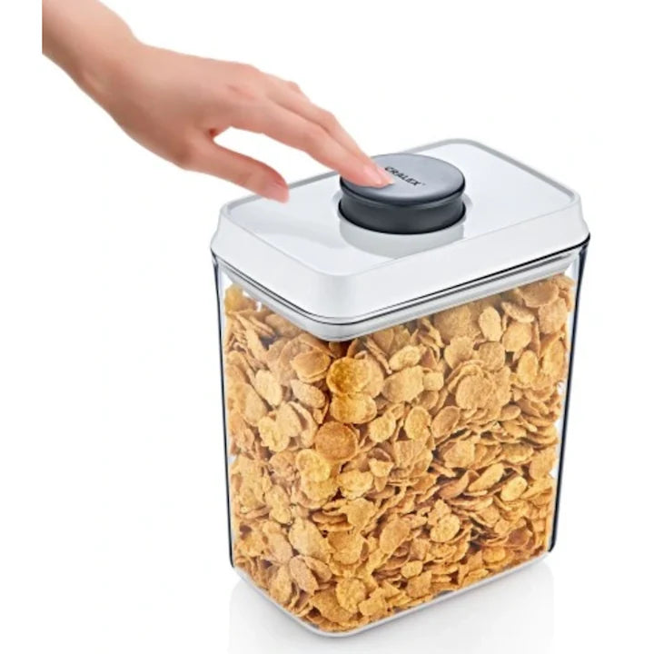 Recipient hermetic pentru alimente CRALEX Nesta, 2,9 L, Alb, Cu buton de sigilare, Fara BPA, Rezistent la apa