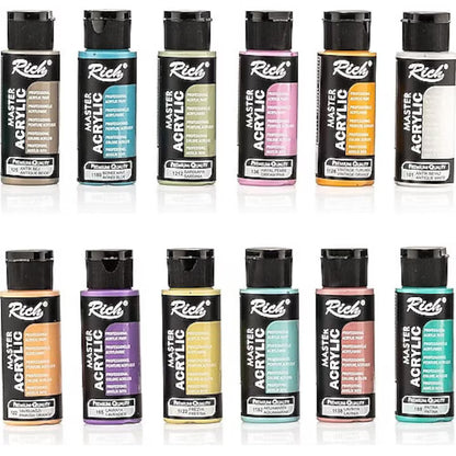 Set Rainbow, Rich Mastermix, 24 Culori Pastel, 60 ml, Vopsea Acrilica de Calitate Superioara pentru Pictura si Artizanat