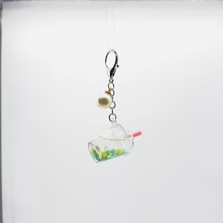 Set 30 Brelocuri Bubble Tea 3D Cu Lichid Transparent, EFE UNIVERSE, Bilute Bobba, Figurina Interioara si Perla Decorativa, Diverse Culori