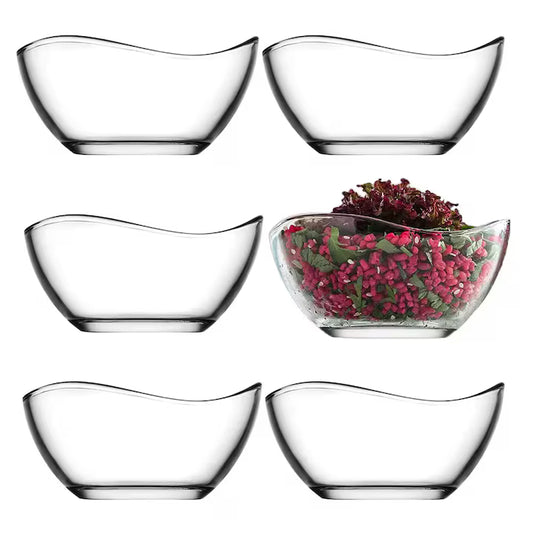 Set 6 Boluri Vira Din Sticla Transparenta, Capacitate 310 Ml, Potrivite Pentru Supe, Sosuri, Salate, Fructe, Deserturi Sau Mic Dejun, Design Elegant Si Versatil, Compatibile Cu Masina De Spalat Vase, Cuptorul Cu Microunde Si Utilizare La Cuptor