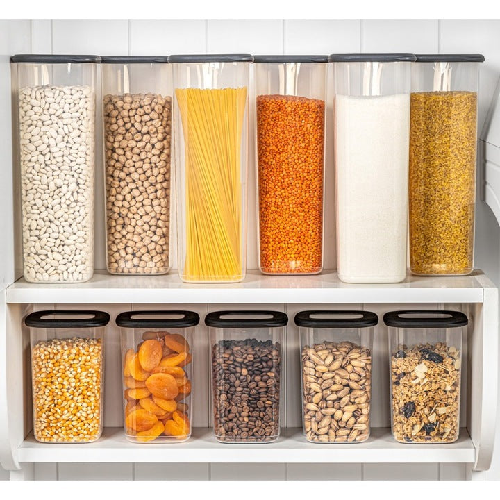 Set 12 Recipiente Alimentare CRALEX Tosca - 6x2L + 6x1.2L, Stivuibile, Fara BPA, Bej