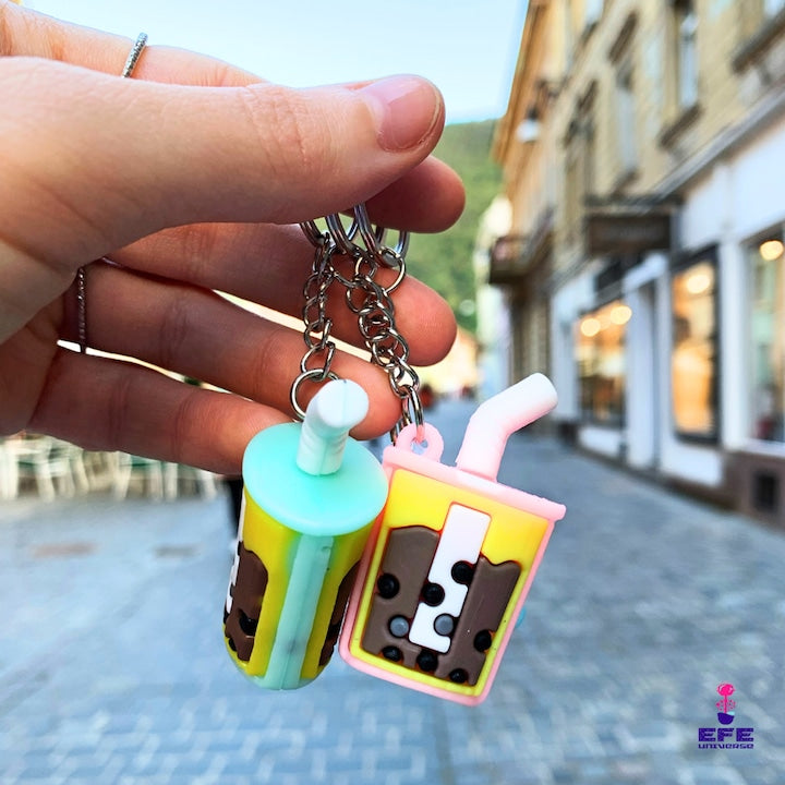 Set 30 Brelocuri Bubble Tea Din Silicon Moale, EFE UNIVERSE, Model 3D Cu Tapioca Stilizata, Diverse Culori