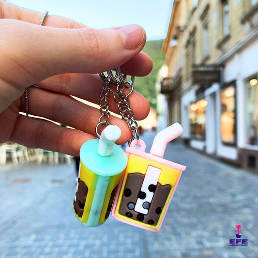 Set 30 Brelocuri Bubble Tea Din Silicon Moale, EFE UNIVERSE, Model 3D Cu Tapioca Stilizata, Diverse Culori