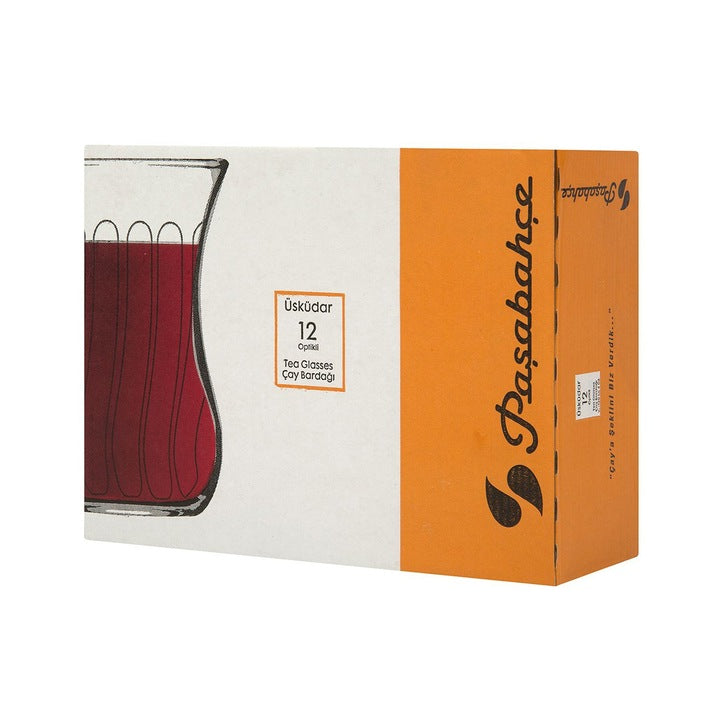 Set 12 Cesti pentru Ceai, Pasabahce, Model Optikli, Sticla Transparenta, Design Elegant, 120ml