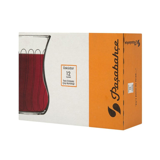 Set 12 Cesti pentru Ceai, Pasabahce, Model Optikli, Sticla Transparenta, Design Elegant, 120ml