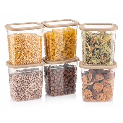 Set 6 Recipiente Alimentare CRALEX Tosca - 2L, Stivuibile, Fara BPA, Bej