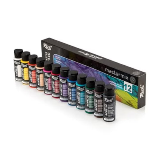 Set Best Color Set, Vopsea Acrilica, Culori Vibrante pentru Pictura, Perfect pentru Proiectele Tale Creative, 24 Culori, 12 Culori Primare, 6 Culori Neon, 6 Culori Metalice, 60ml