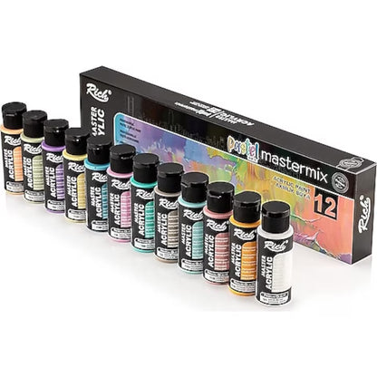 Set Rainbow, Rich Mastermix, 24 Culori Pastel, 60 ml, Vopsea Acrilica de Calitate Superioara pentru Pictura si Artizanat