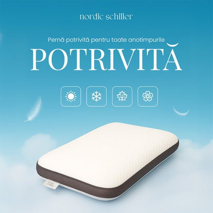 Perna Ortopedica Inalta Nordic Schiller, Spuma Viscoelastica, Husa Detasabila Microfibra, Alb, 60x40x14 cm