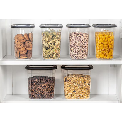 Set 6 Recipiente pentru Depozitarea Alimentelor, CRALEX Tosca 2L, Stivuibile, Fara BPA, Antracit