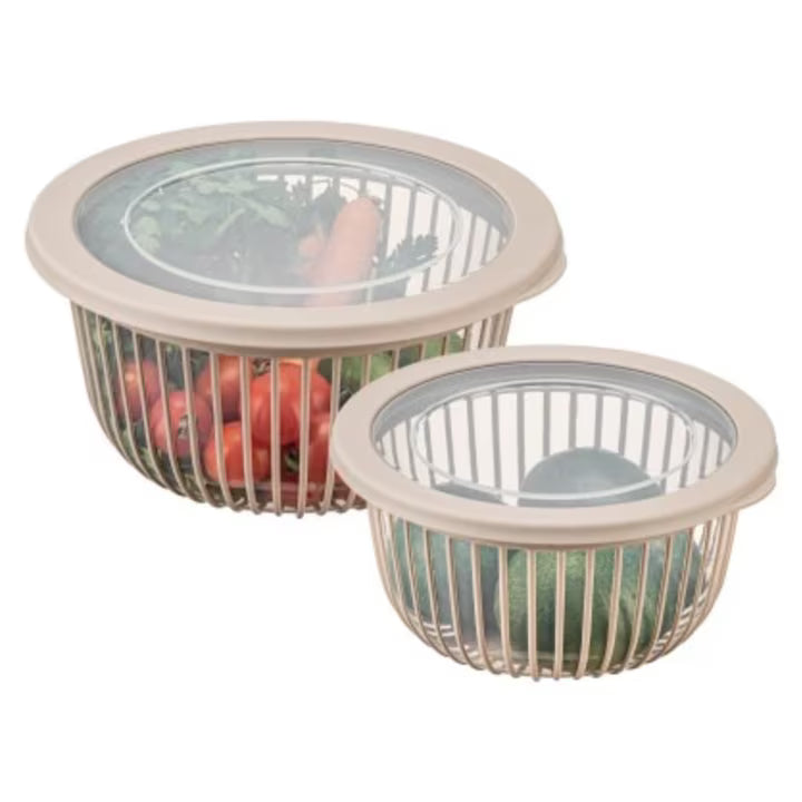 Set 2 boluri cu capac, 2L & 3L, CRALEX STRATO, bej, multifunctionale, calitate extra