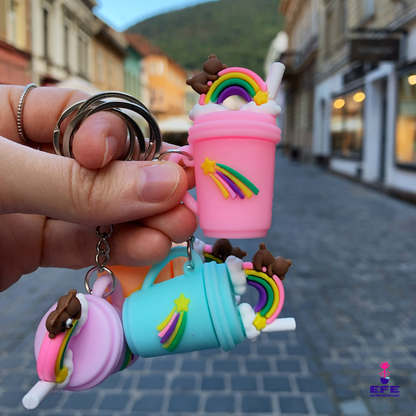 Set 30 Brelocuri Bubble Tea Din Silicon Moale, EFE UNIVERSE, Model 3D Cu Tapioca Stilizata, Model Curcubeu, Diverse Culori