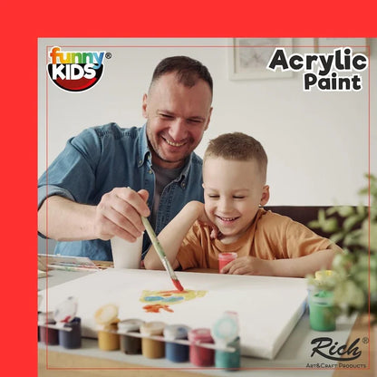 Set 12 Culori Acrilice de Pictura pentru Copii, Funny Kids, 25 ml, Acrylik Boya