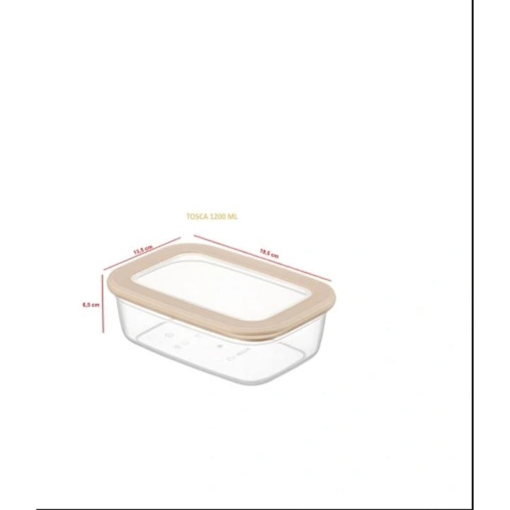 Set 2 Recipiente Alimentare Dreptunghiulare CRALEX® Tosca, Bej, 1x670ml, 1x1200ml, Depozitare etansa, Organizare si Transport Mancare