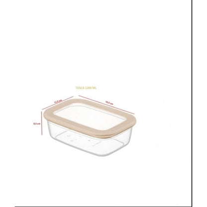 Set 2 Recipiente Alimentare Dreptunghiulare CRALEX® Tosca, Bej, 1x670ml, 1x1200ml, Depozitare etansa, Organizare si Transport Mancare