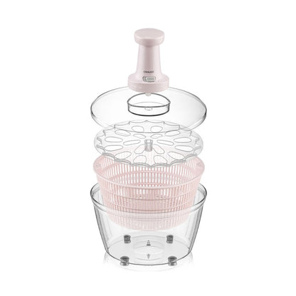 Centrifuga pentru salata, 5L, CRALEX Verdera, BPA Free, Spalare si Uscare Rapida, Roz