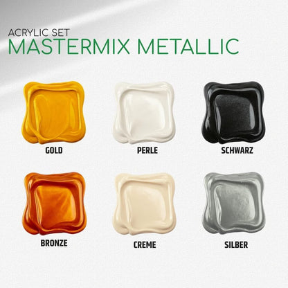 Set Rich Mastermix Vopsea Acrilica 60 ml, 6 Culori Metalice Stralucitoare pentru Pictura si Artizana