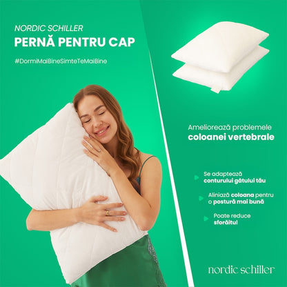 Perna Snow Point Clasica, Nordic Schiller, Din Fibre De Bambus Naturale, Antibacteriana, Respirabila Si Hipoalergenica, Umplutura Din Poliester Moale, Lavabila La 40°C, Culoare Alb Natur, Ideala Pentru Toate Sezoanele