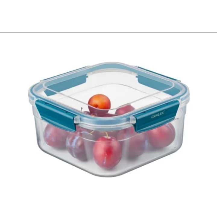 Set 3 recipiente hermetice patrate pentru alimente CRALEX Bona, 650 ml / 1, 25 L / 2, 10 L, Fara BPA, Etanse, Sigure pentru frigider, congelator si cuptorul cu microunde