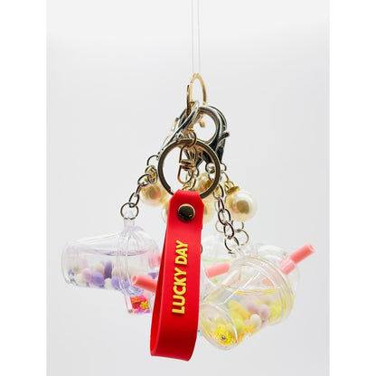 Set 30 Brelocuri Bubble Tea 3D Cu Lichid Transparent, EFE UNIVERSE, Bilute Bobba, Figurina Interioara si Perla Decorativa, Diverse Culori