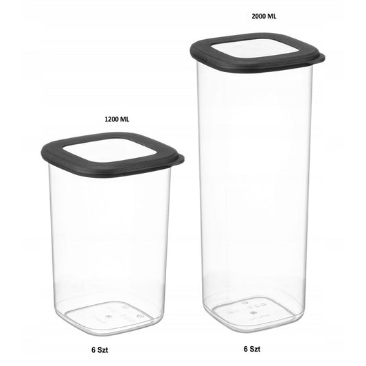 Set 12 Recipiente Alimentare CRALEX Tosca - 6x2L + 6x1.2L, Stivuibile, Fara BPA, Bej