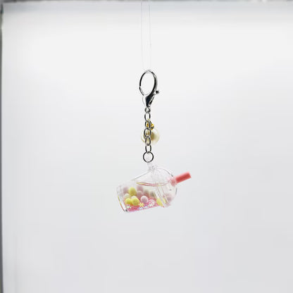 Set 30 Brelocuri Bubble Tea 3D Cu Lichid Transparent, EFE UNIVERSE, Bilute Bobba, Figurina Interioara si Perla Decorativa, Diverse Culori