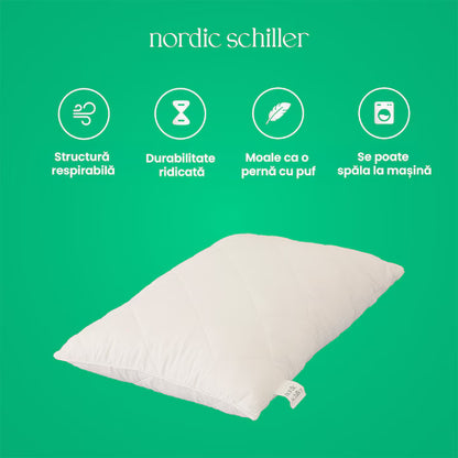 Perna Snow Point Clasica, Nordic Schiller, Din Fibre De Bambus Naturale, Antibacteriana, Respirabila Si Hipoalergenica, Umplutura Din Poliester Moale, Lavabila La 40°C, Culoare Alb Natur, Ideala Pentru Toate Sezoanele