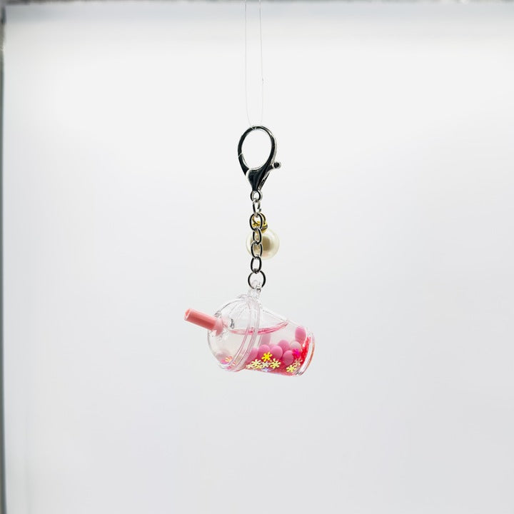 Set 30 Brelocuri Bubble Tea 3D Cu Lichid Transparent, EFE UNIVERSE, Bilute Bobba, Figurina Interioara si Perla Decorativa, Diverse Culori
