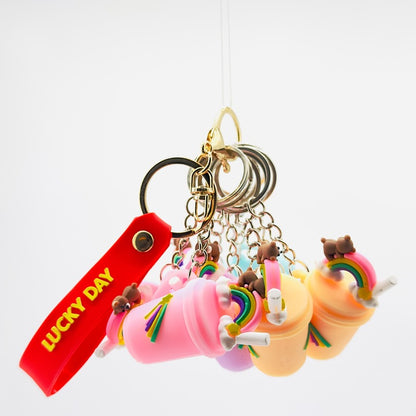 Set 30 Brelocuri Bubble Tea Din Silicon Moale, EFE UNIVERSE, Model 3D Cu Tapioca Stilizata, Model Curcubeu, Diverse Culori